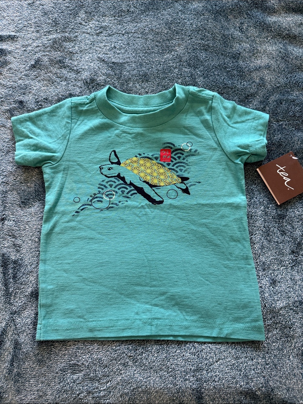 Tea Collection Aqua Turtle Graphic Short Sleeve Tee